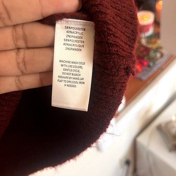 NWT BeachLunchLounge Womens Marilyn Priscilla Sweater Rib-Knit Merlot‎ Size XS - Picture 8 of 11